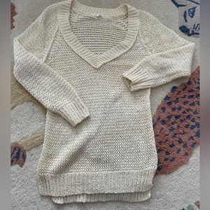 Club Monaco chunky knit white v neck sweater XS